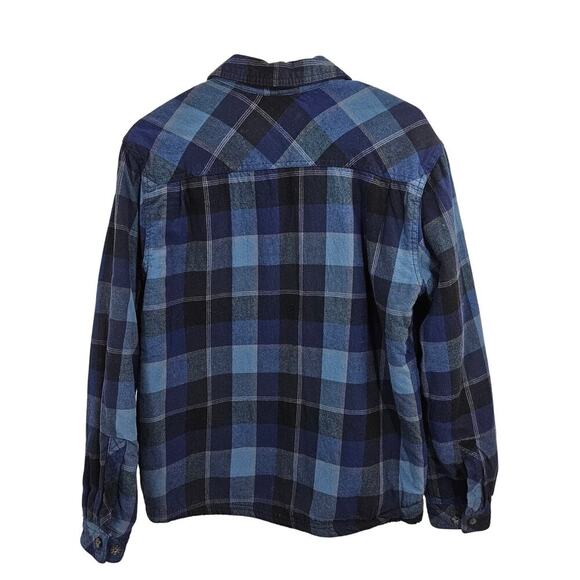 Boston Traders Flannel Jacket Shacket Sherpa Lined Blue Plaid Workwear Mens Sz M - Picture 3 of 7